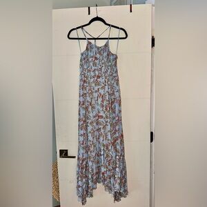 Free People Heat Wave Printed Maxi Dress in the Allure Blue Combo color